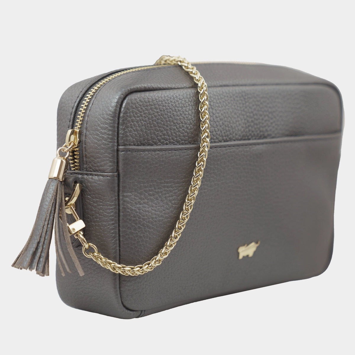 Schrägansicht ALESSIA Camera Bag with Chain dark grey