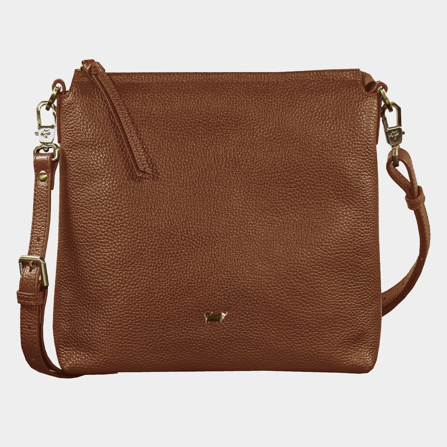Frontansicht HANNA Umhängetasche M saddle brown