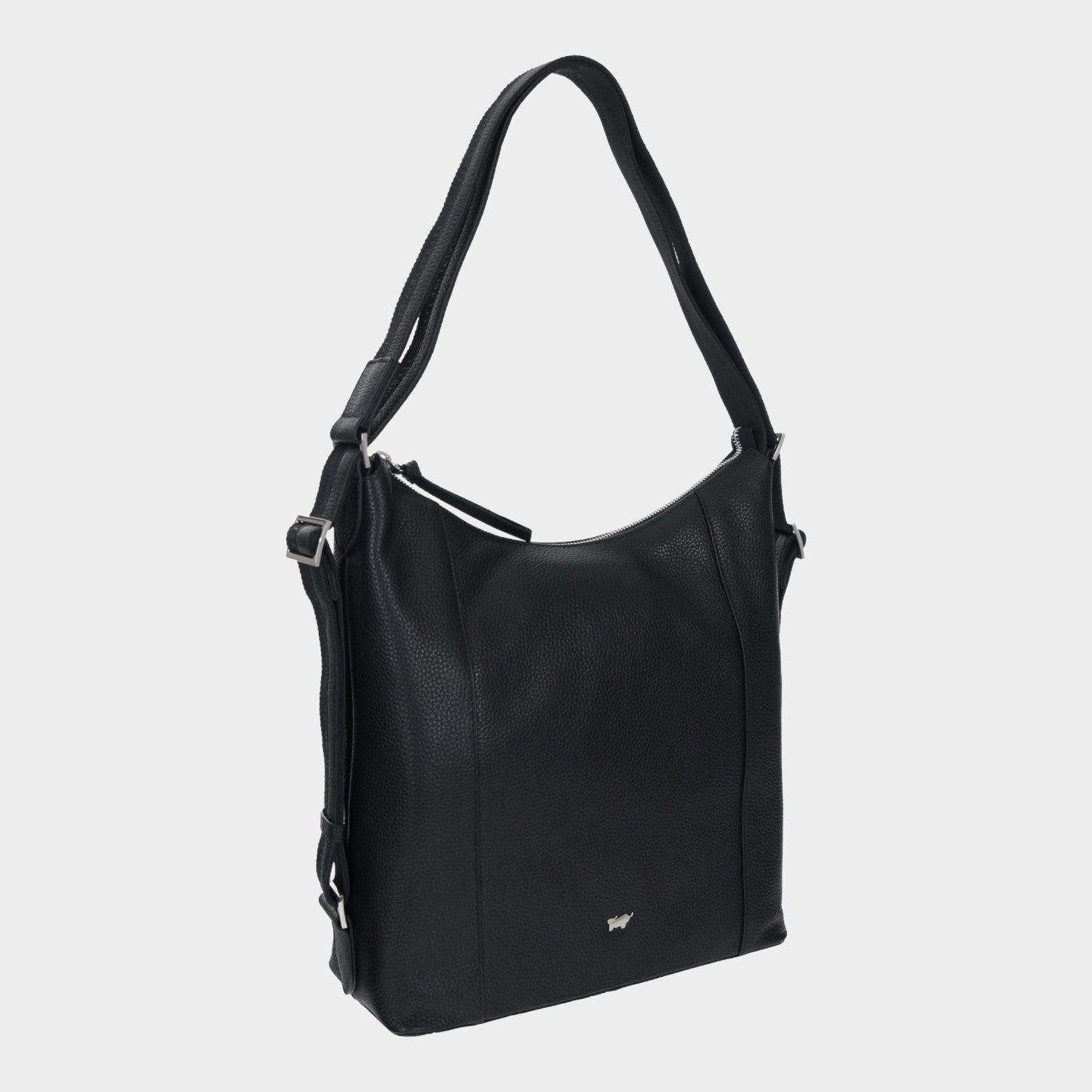 Schrägansicht HANNA Hobo Rucksack schwarz