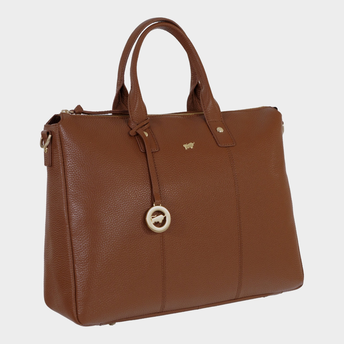 HANNA Damen Leder Businesstasche mit Laptopfach saddle brown