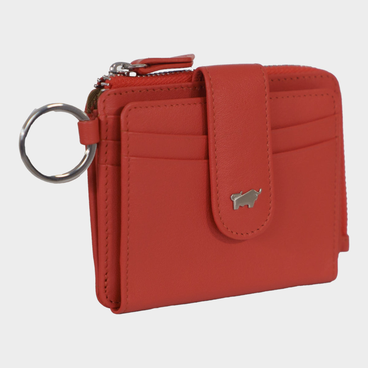 Schrägansicht JOY RFID Kartenbörse mit Schlüsselring 8CS coral