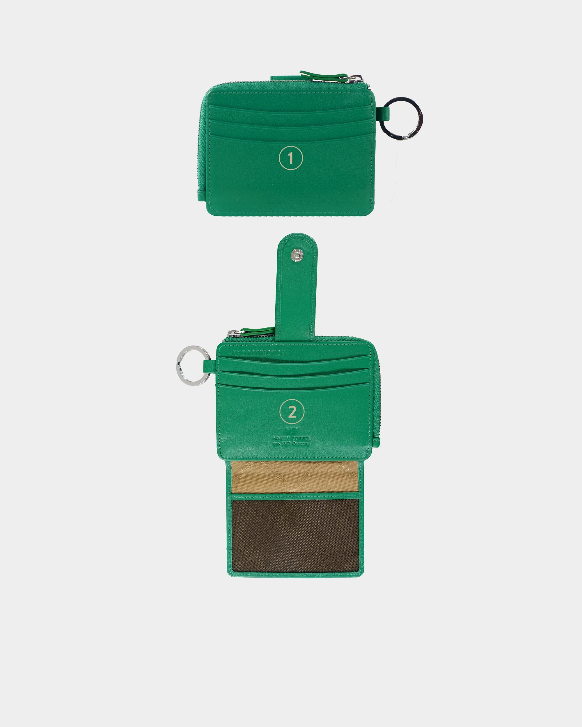 Personalisierung JOY RFID Kartenbörse mit Schlüsselring 12CS fern green