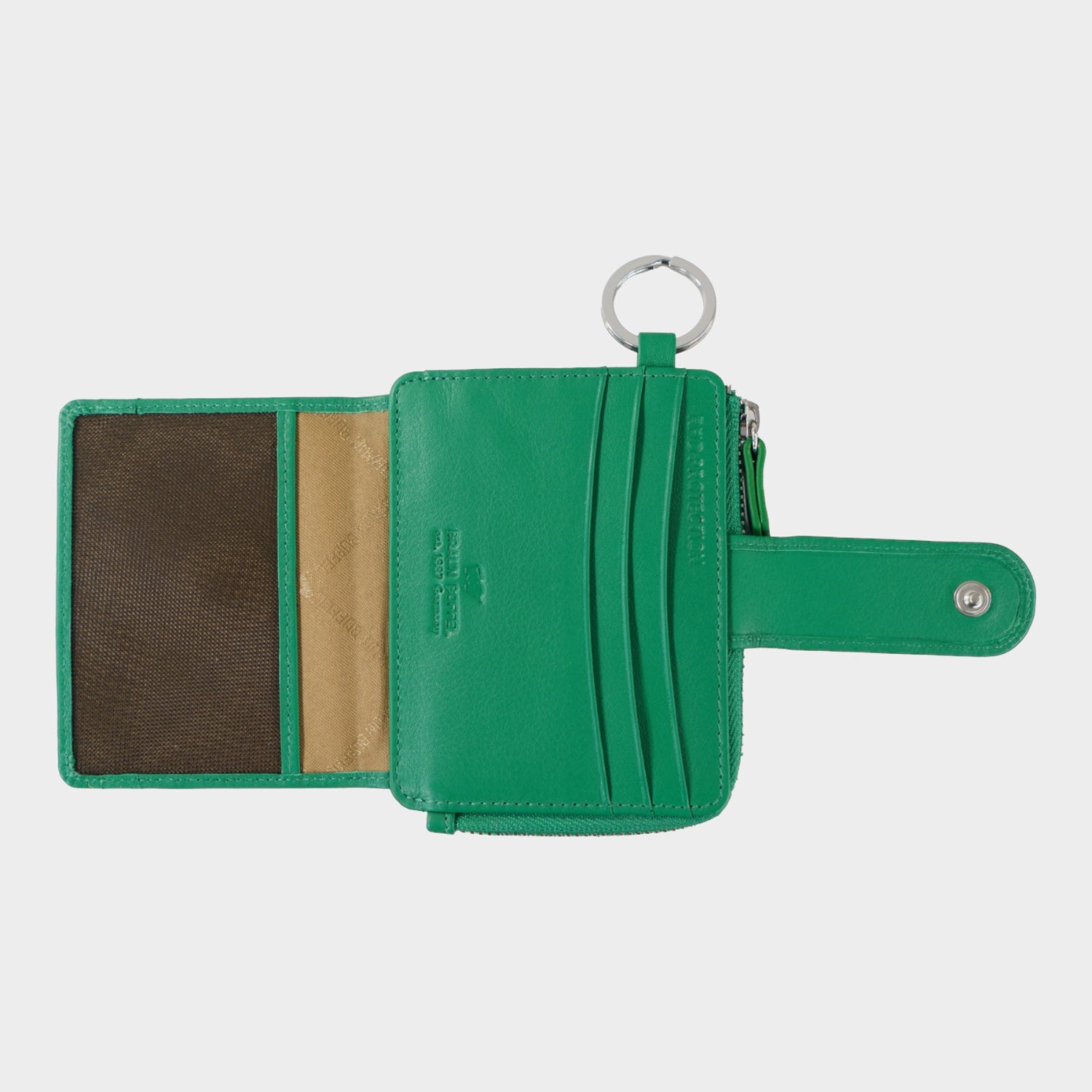Innenansicht JOY RFID Kartenbörse mit Schlüsselring 12CS fern green