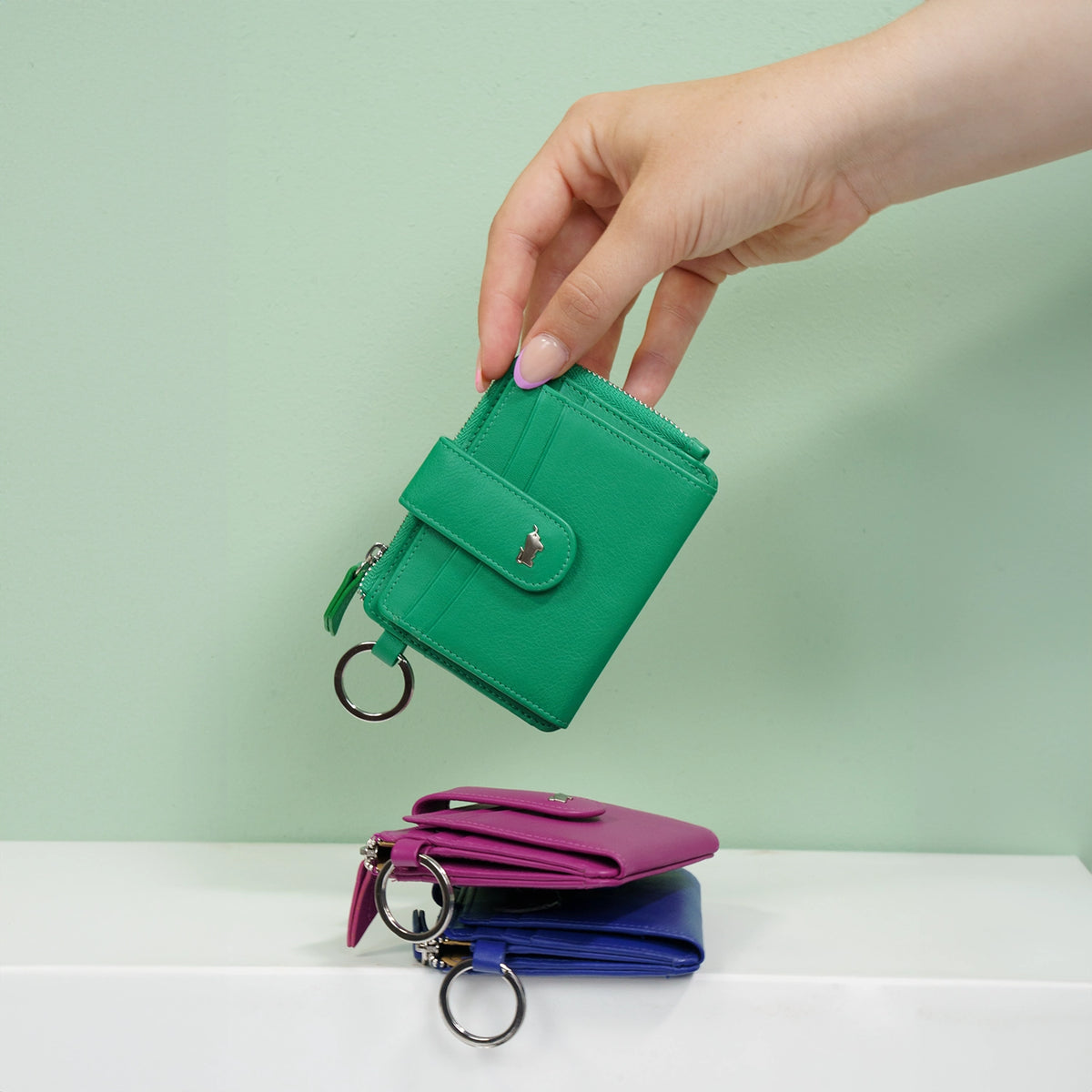 Keyfeature JOY RFID Kartenbörse mit Schlüsselring 12CS purple plum
