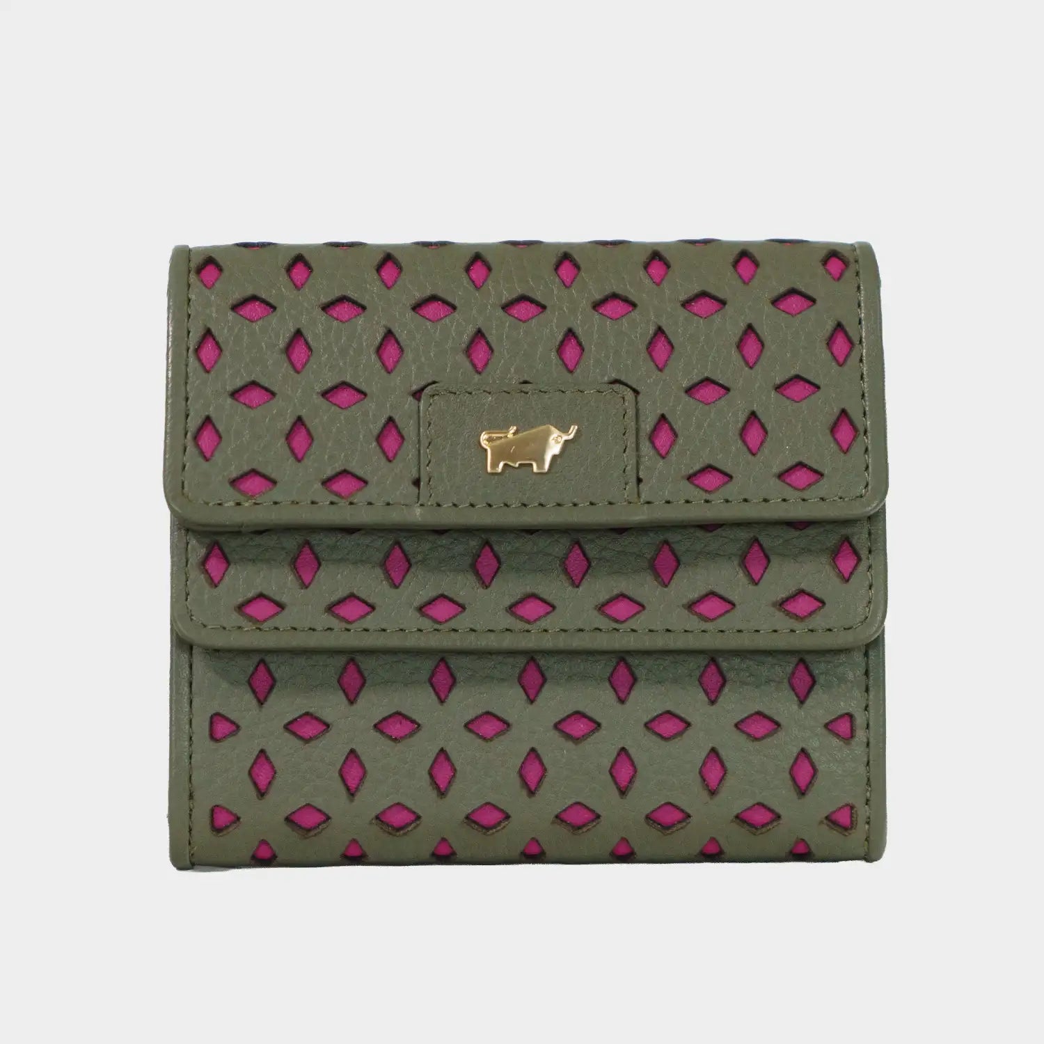 Frontansicht STELLA Geldbörse 5CS olive/ pink