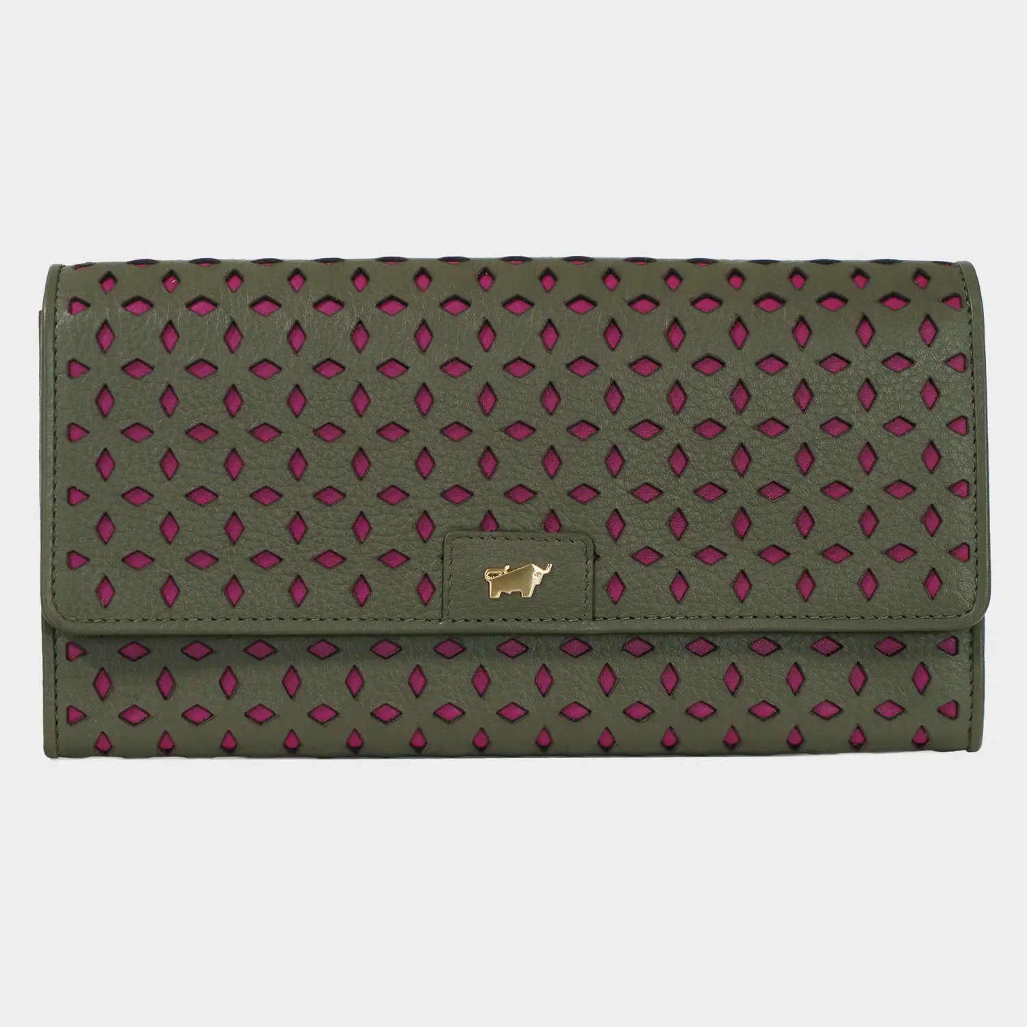 Frontansicht STELLA Geldbörse L 12CS olive/ pink