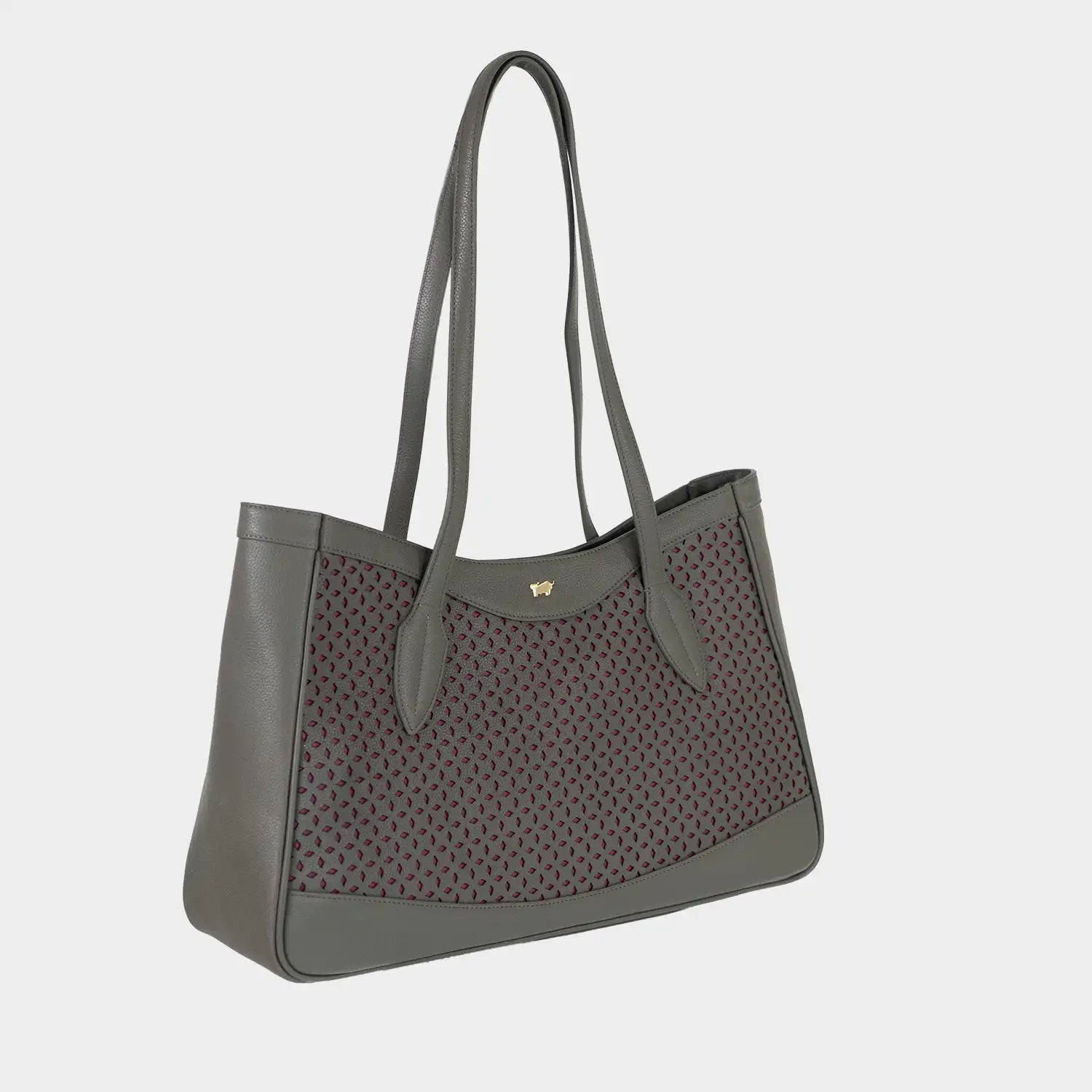 Schrägansicht STELLA Shopper L olive/ pink