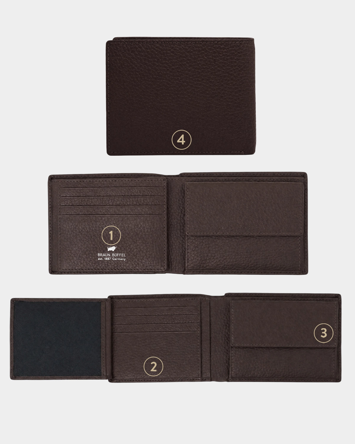 THEO RFID Geldbörse 8CS braun