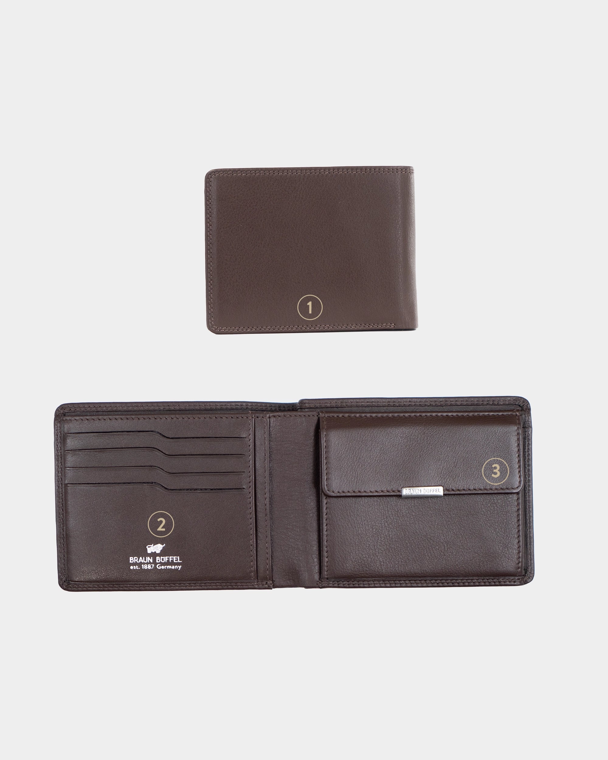 Personalisierung GOLF RFID Geldbörse 4+3CS braun