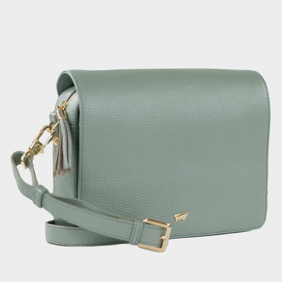 Schraegansicht ALESSIA Umhängetasche Flap pale green