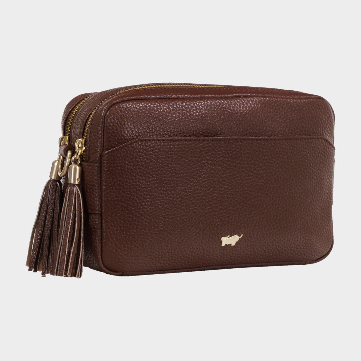 Schrägansicht HANNA Umhängetasche Box dark brown