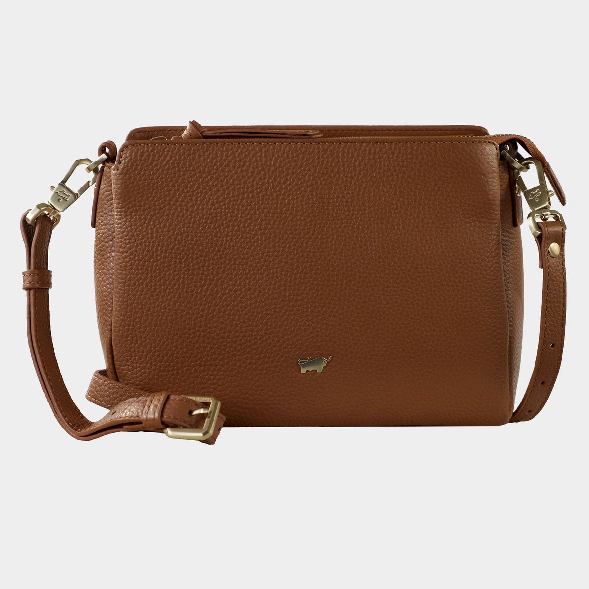 Frontansicht HANNA Umhängetasche RV saddle brown
