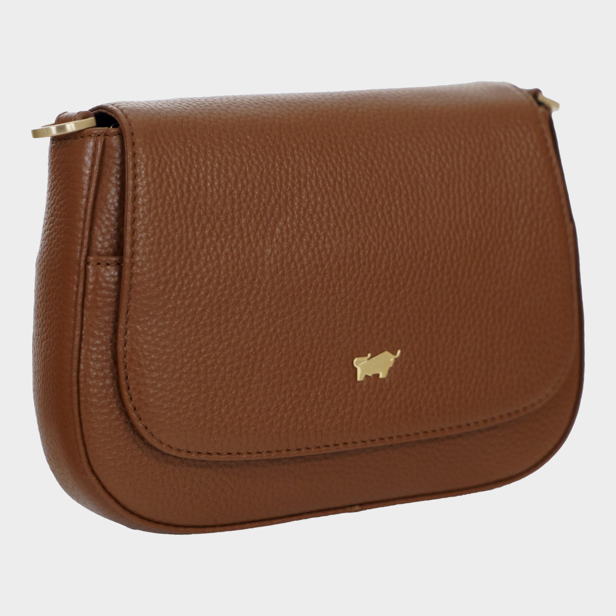Schrägansicht HANNA Flap Bag XS saddle brown