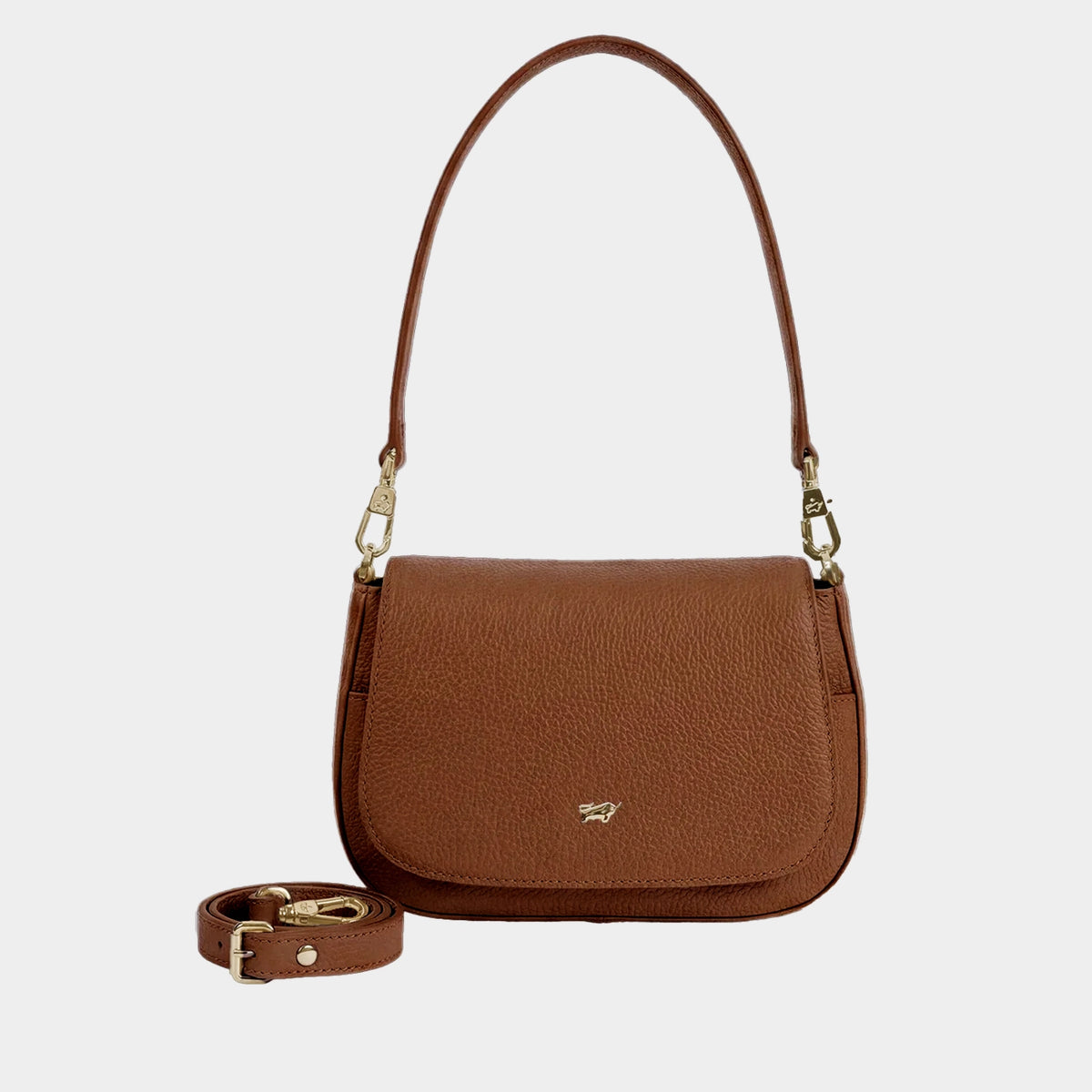 Frontansicht HANNA Flap Bag S saddle brown