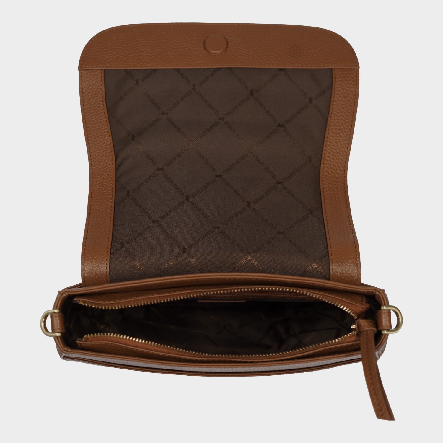 Innenansicht HANNA Flap Bag S saddle brown