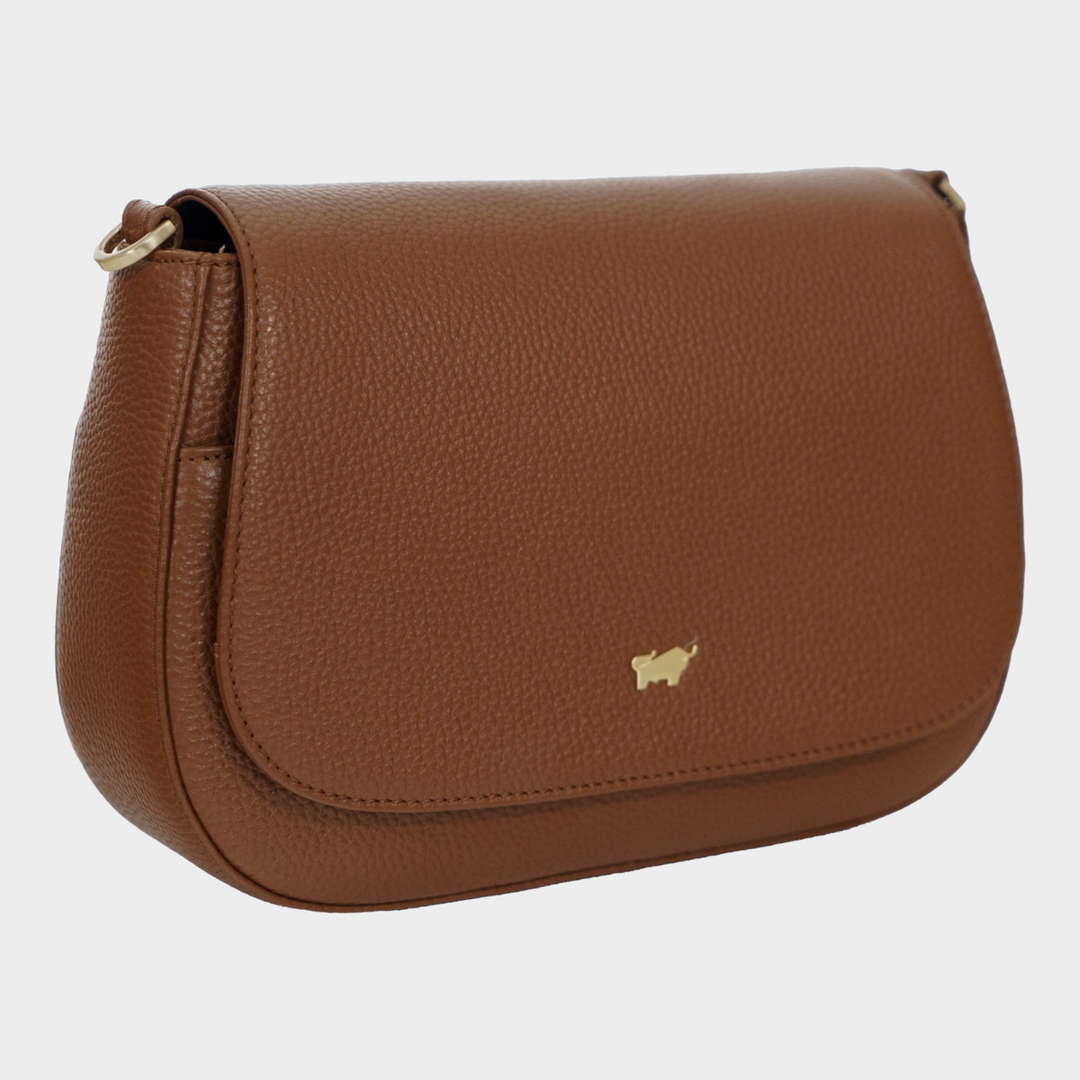 Schrägansicht HANNA Flap Bag S saddle brown