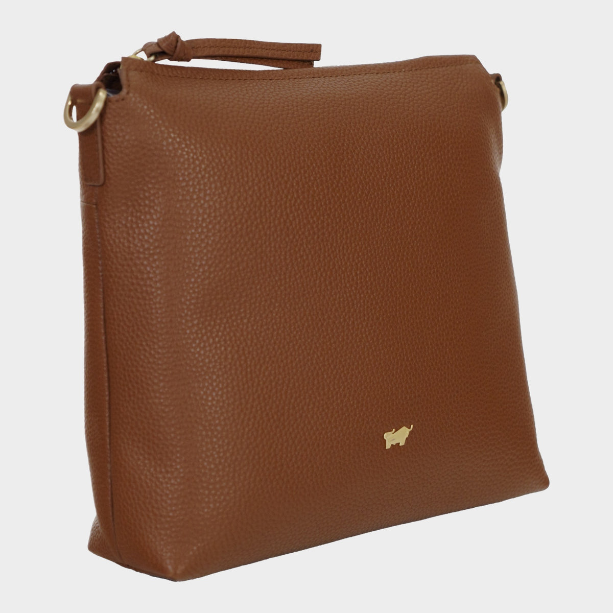 Schrägansicht HANNA Umhängetasche M saddle brown