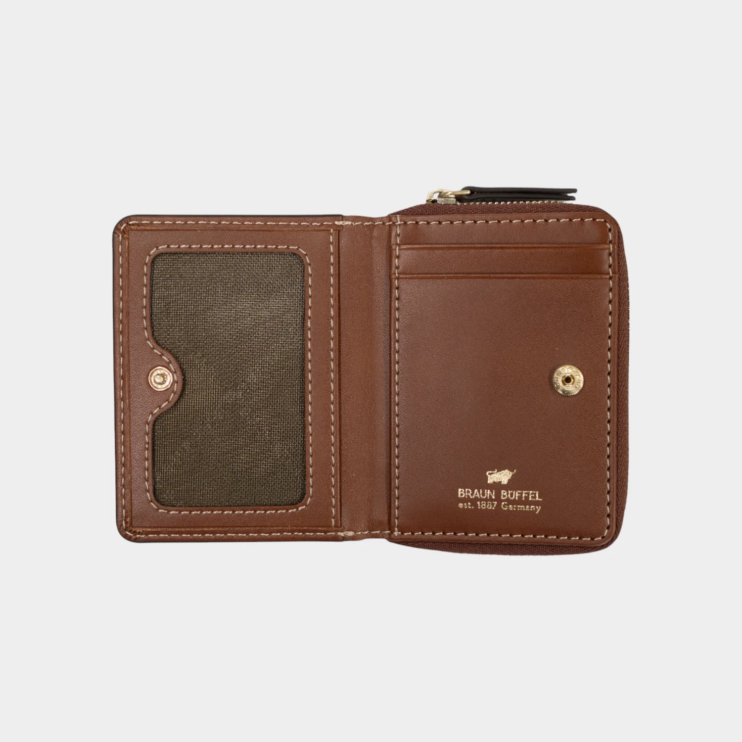 Innenansicht ALICE Mini RV-Geldbörse 5CS cognac