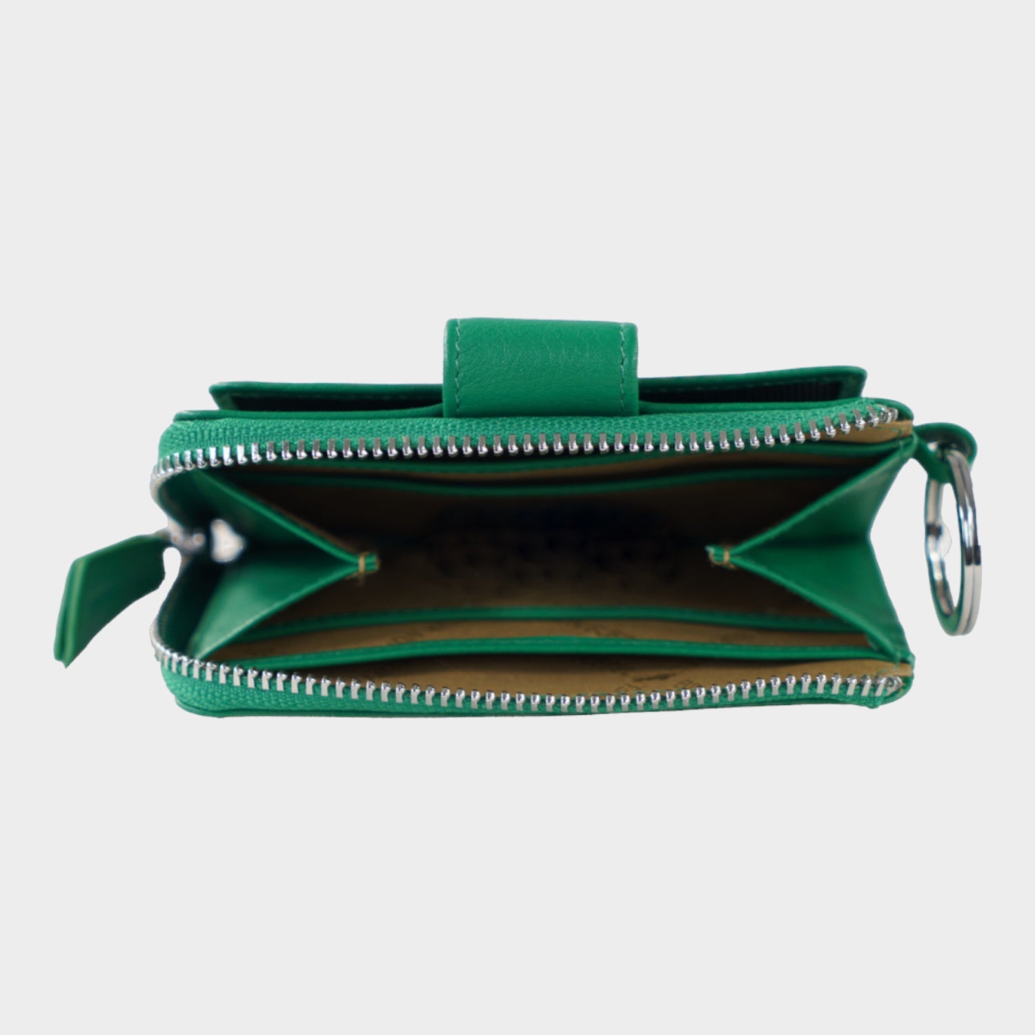 Innenansicht JOY RFID Kartenbörse mit Schlüsselring 12CS fern green