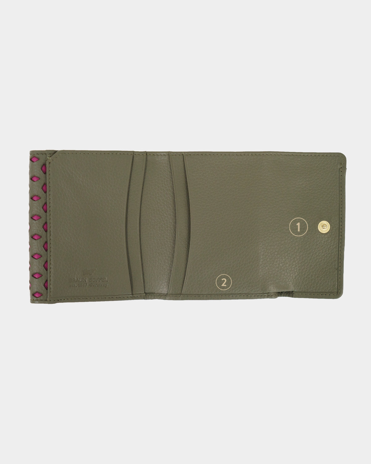 Personalisierung STELLA Geldbörse 5CS olive/ pink