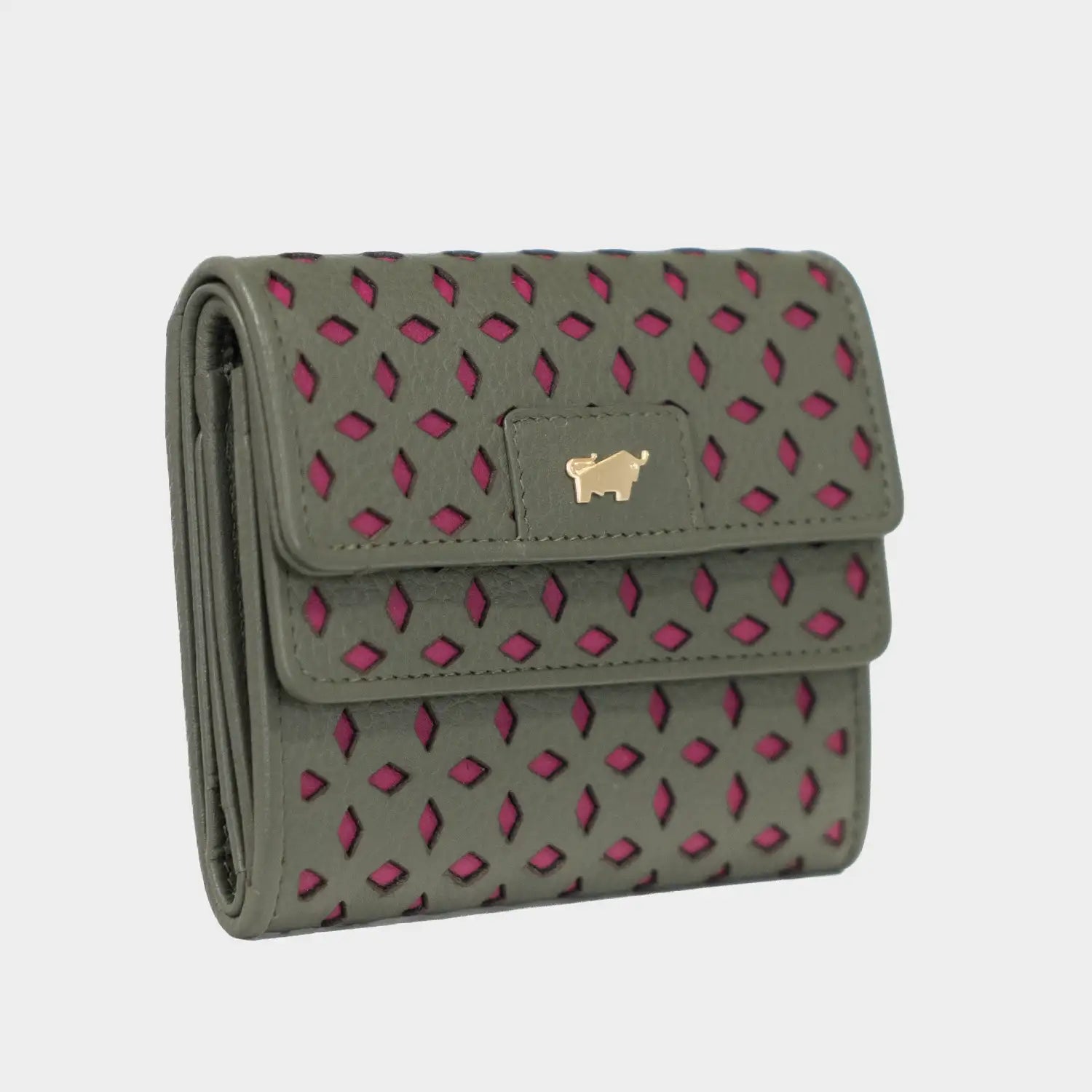 Schrägansicht STELLA Geldbörse 5CS olive/ pink