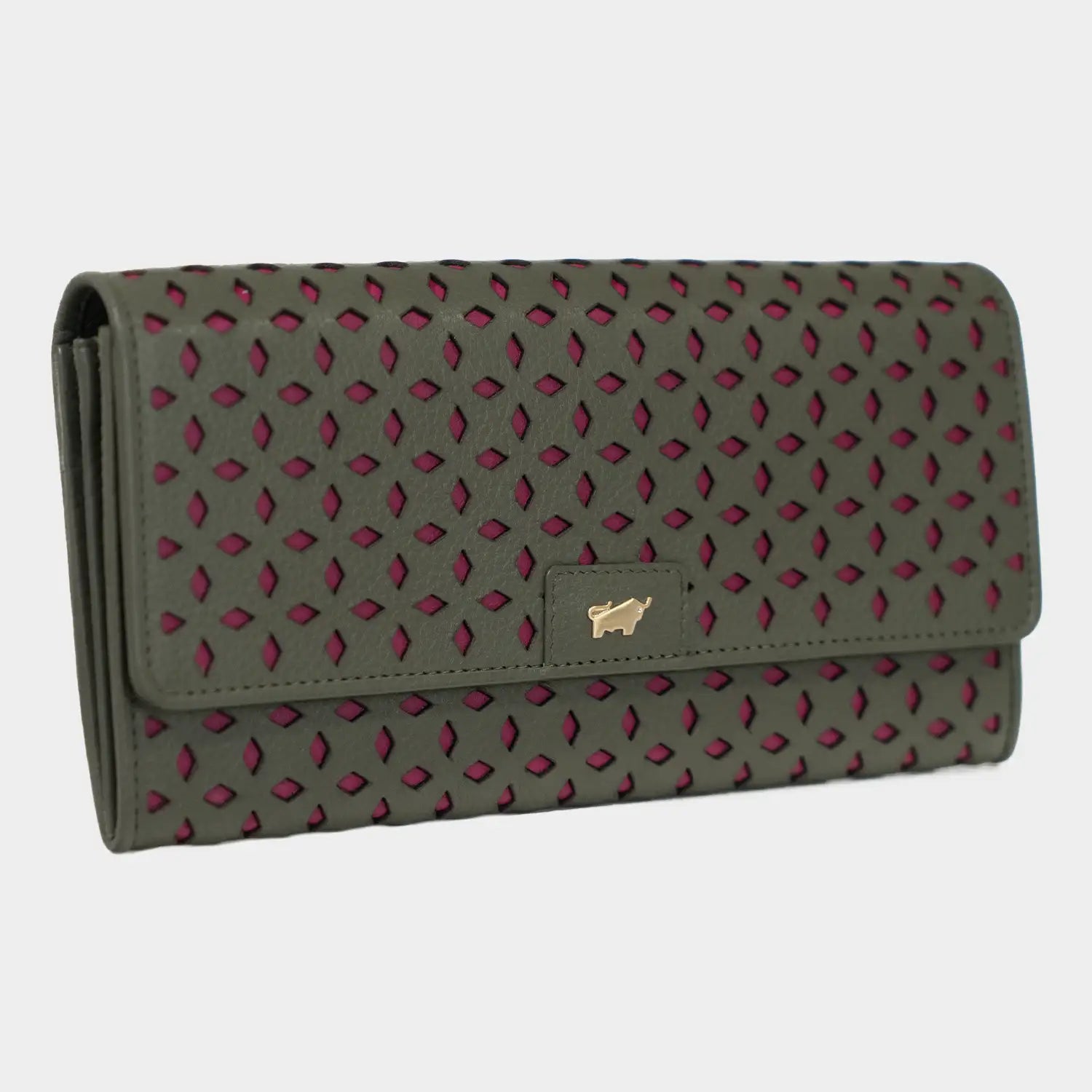 Schrägansicht STELLA Geldbörse L 12CS olive/ pink