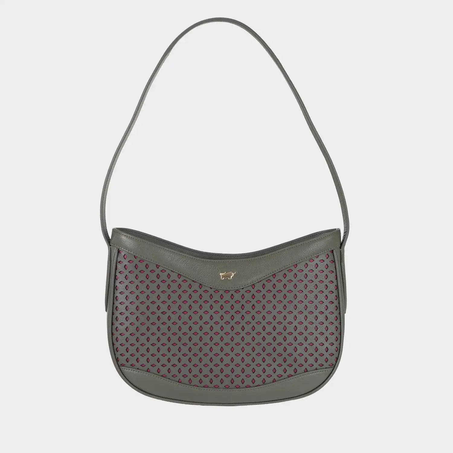 Frontansicht STELLA Hobo Bag olive/ pink