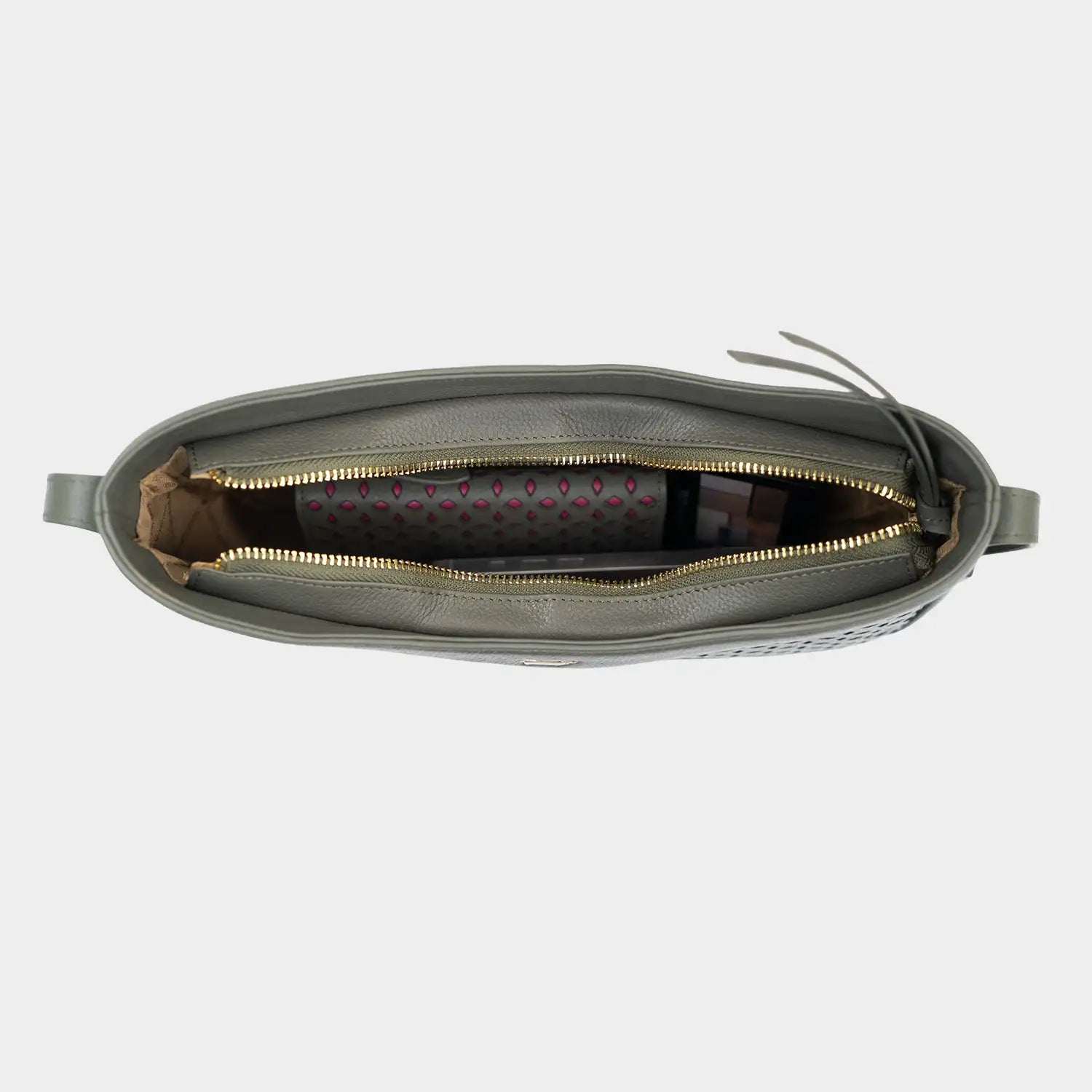 Innenansicht STELLA Hobo Bag olive/ pink