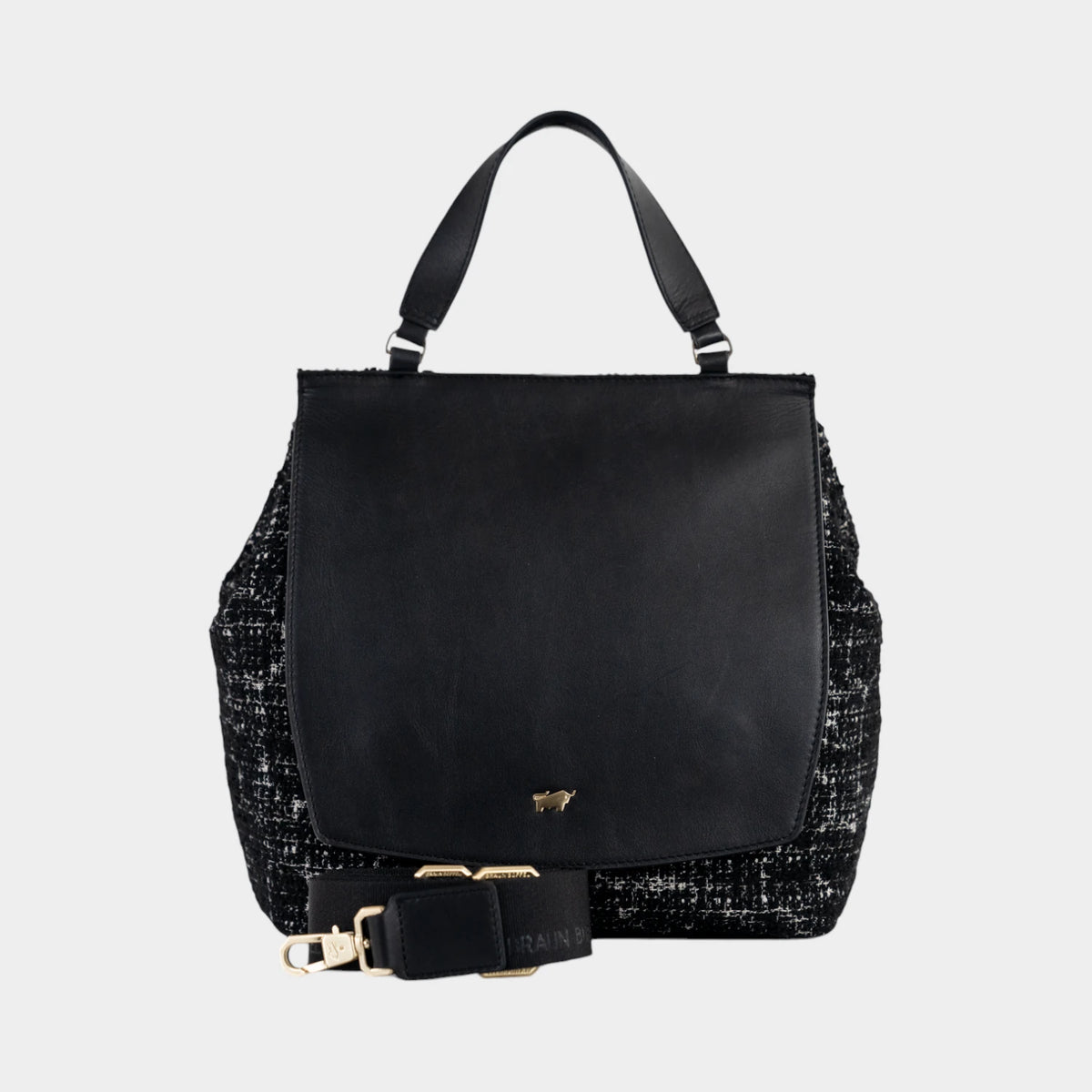 Frontansicht PAULINE Tote Bag mit Überschlag schwarz