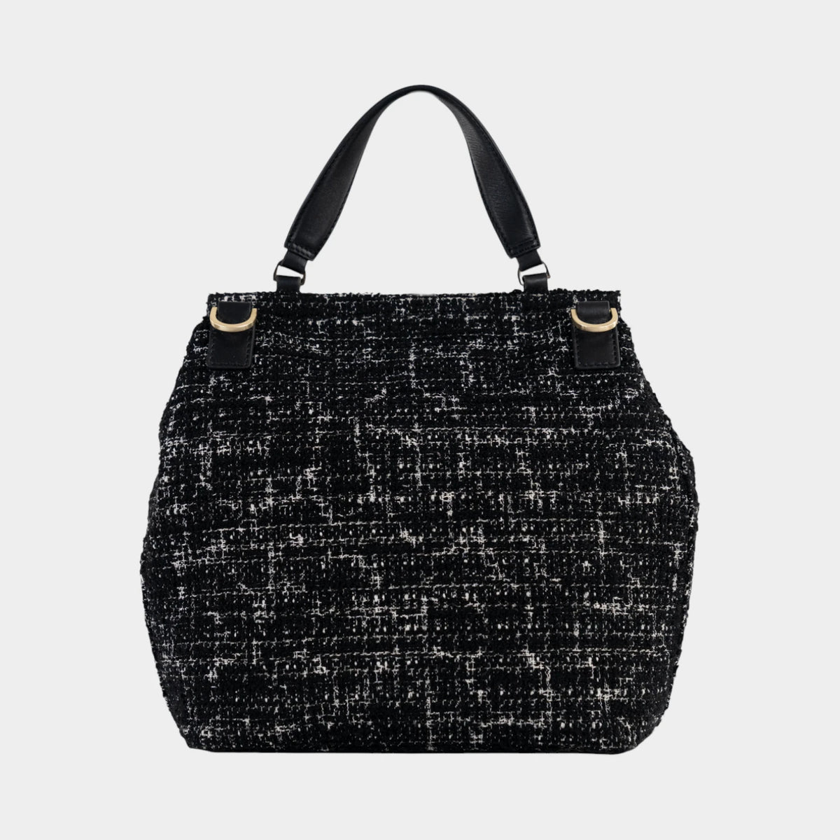Rückansicht PAULINE Tote Bag mit Überschlag schwarz