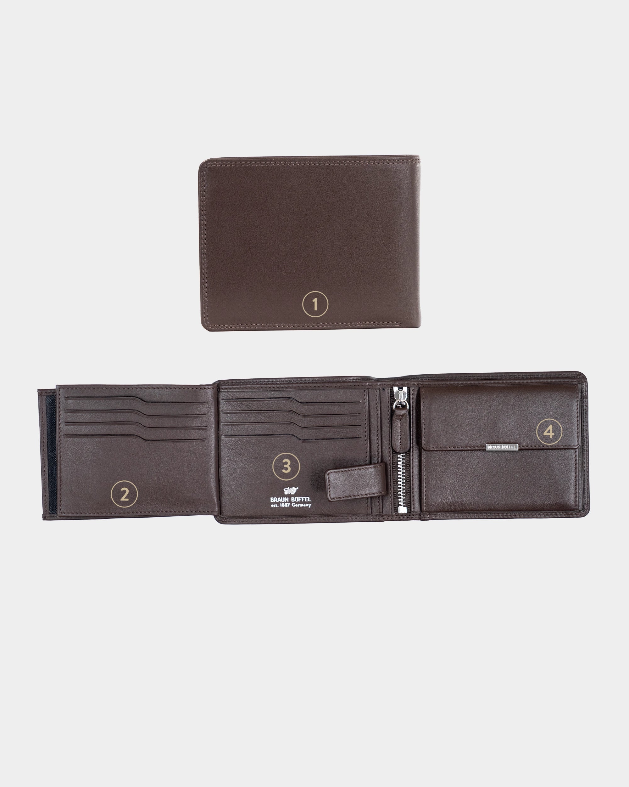 Personalisierung GOLF RFID Geldbörse 8CS + Loop braun